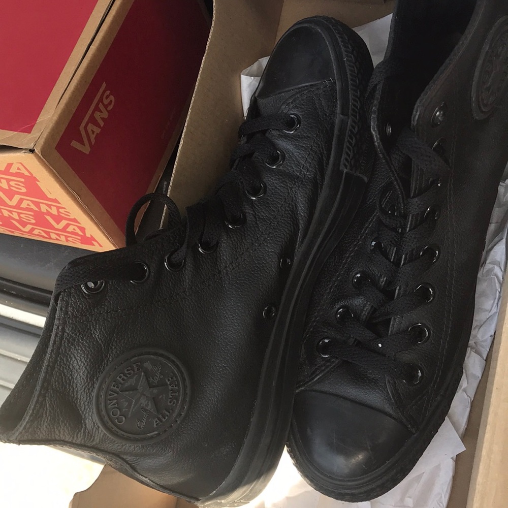 Leather black high-top Converse